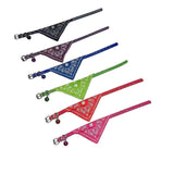 Adjustable Bandana Collar with Bell for Small Dogs and Cats Triangle Scarf Style - Blue