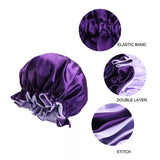 Women's Sleepwear: Womens Satin Sleep Cap Bonnet Elastic Wide Band Hair Sleeping Hat - Purple