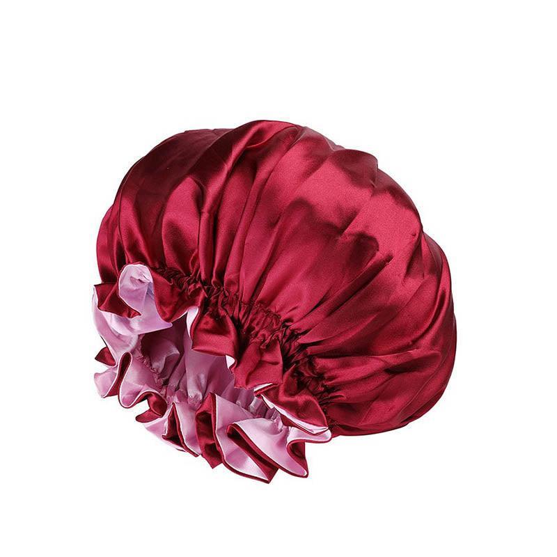 Women's Sleepwear: Womens Satin Sleep Cap Bonnet Elastic Wide Band Hair Sleeping Hat - Purple