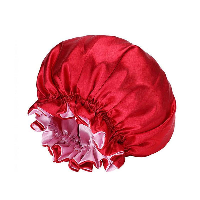 Women's Sleepwear: Womens Satin Sleep Cap Bonnet Elastic Wide Band Hair Sleeping Hat - Purple