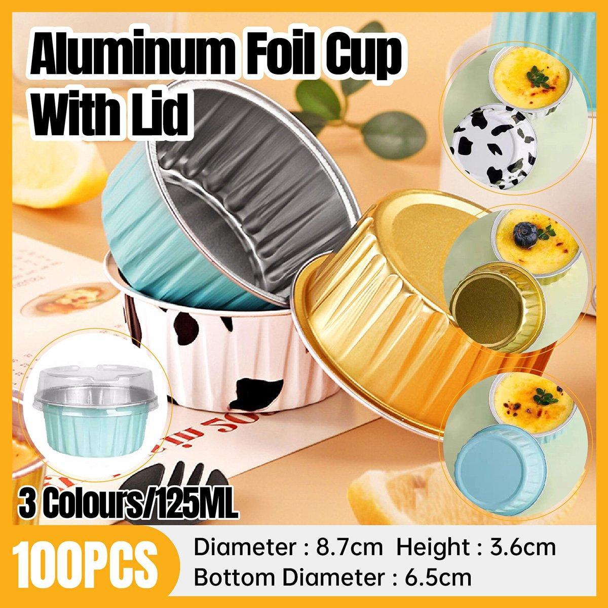 Power & Electrical Supplies: 100Pcs Cake Tools Pudding Cake Aluminum Foil Baking Cups Cupcake Cup with Lids - 100pcs-Cow