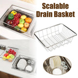 Dish Racks: Stainless Steel Sink Draining Basket Telescopic Dish Rack Kitchen Storage Holder