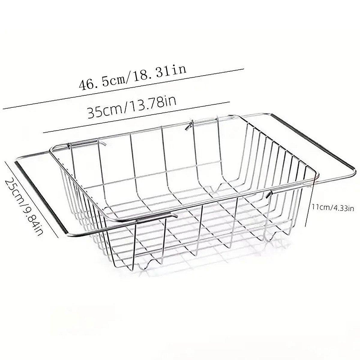 Dish Racks: Stainless Steel Sink Draining Basket Telescopic Dish Rack Kitchen Storage Holder