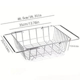 Dish Racks: Stainless Steel Sink Draining Basket Telescopic Dish Rack Kitchen Storage Holder