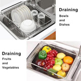 Dish Racks: Stainless Steel Sink Draining Basket Telescopic Dish Rack Kitchen Storage Holder