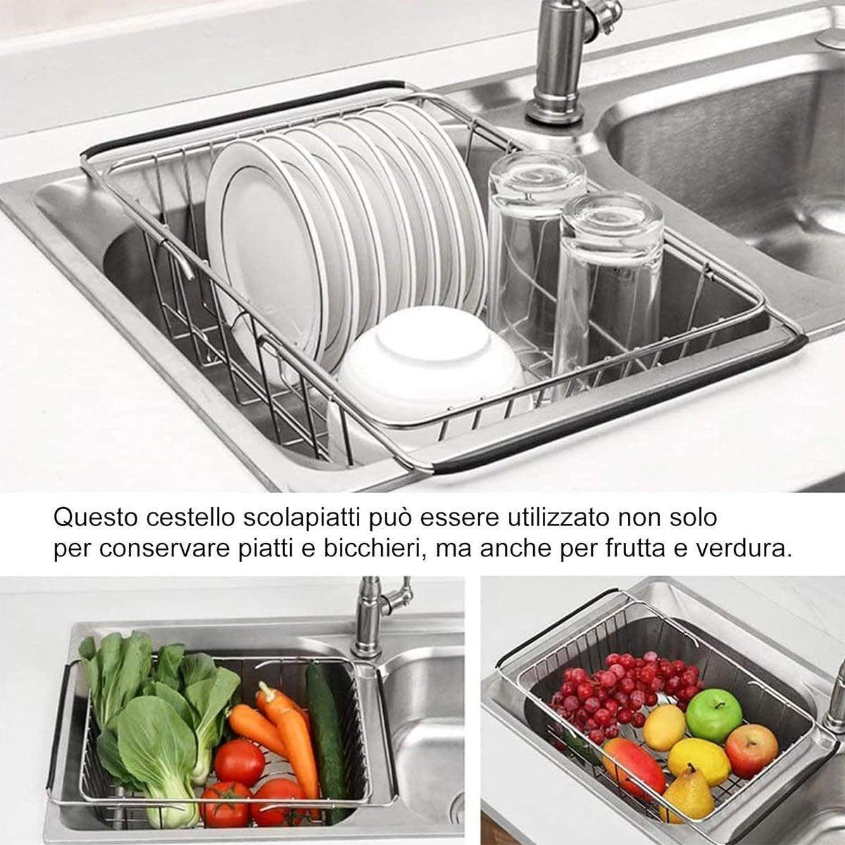 Dish Racks: Stainless Steel Sink Draining Basket Telescopic Dish Rack Kitchen Storage Holder