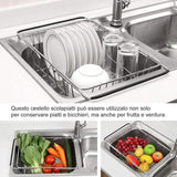 Dish Racks: Stainless Steel Sink Draining Basket Telescopic Dish Rack Kitchen Storage Holder