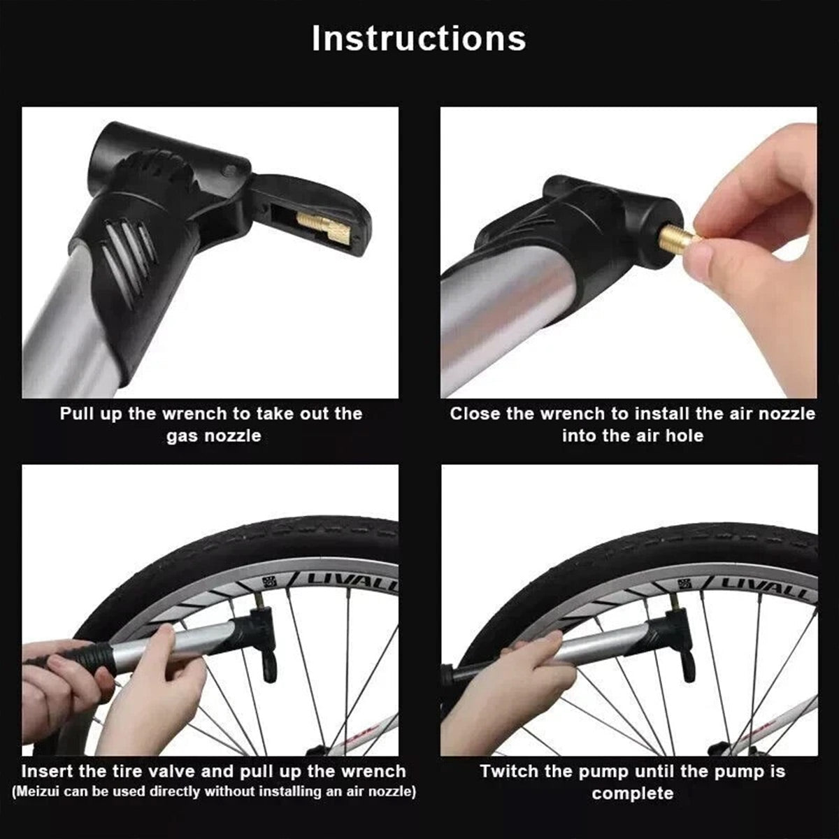 Bicycle Parts: Aluminium Mini Bicycle Air Pump Bike Hand Ball Inflator Portable Cycling Tyre