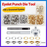 Hand Tools: Eyelet Punch Die Tool Kit with 100 Sets of 6mm Grommets for Leather Craft