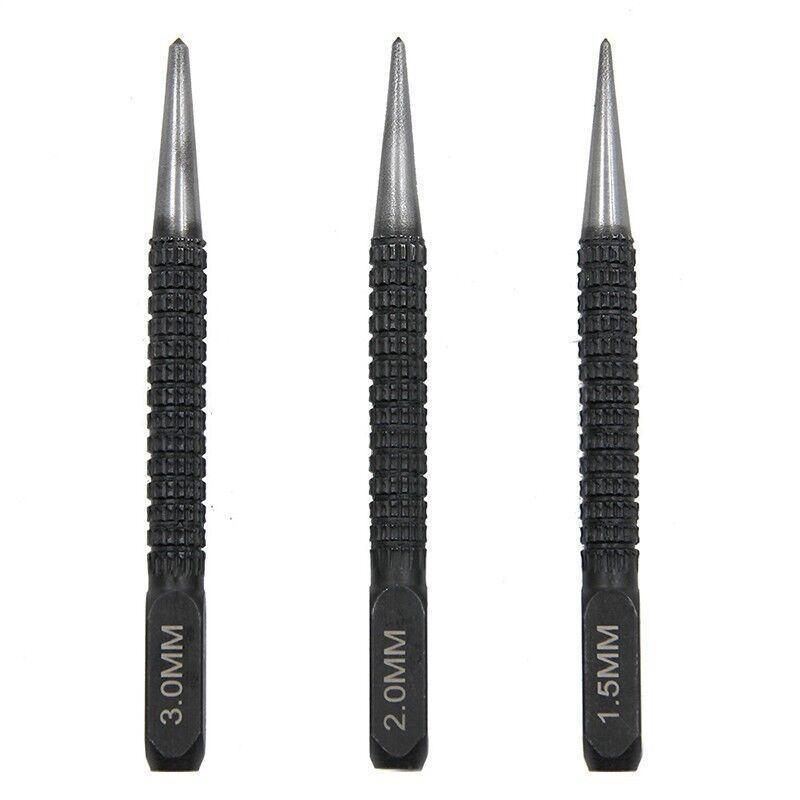 Office Supplies: Nail Centre Punch Set 3PCS Round Head Wood Metal Super Impact Resistance