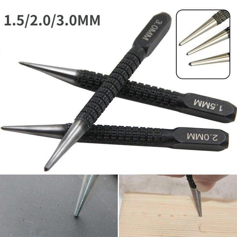 Office Supplies: Nail Centre Punch Set 3PCS Round Head Wood Metal Super Impact Resistance