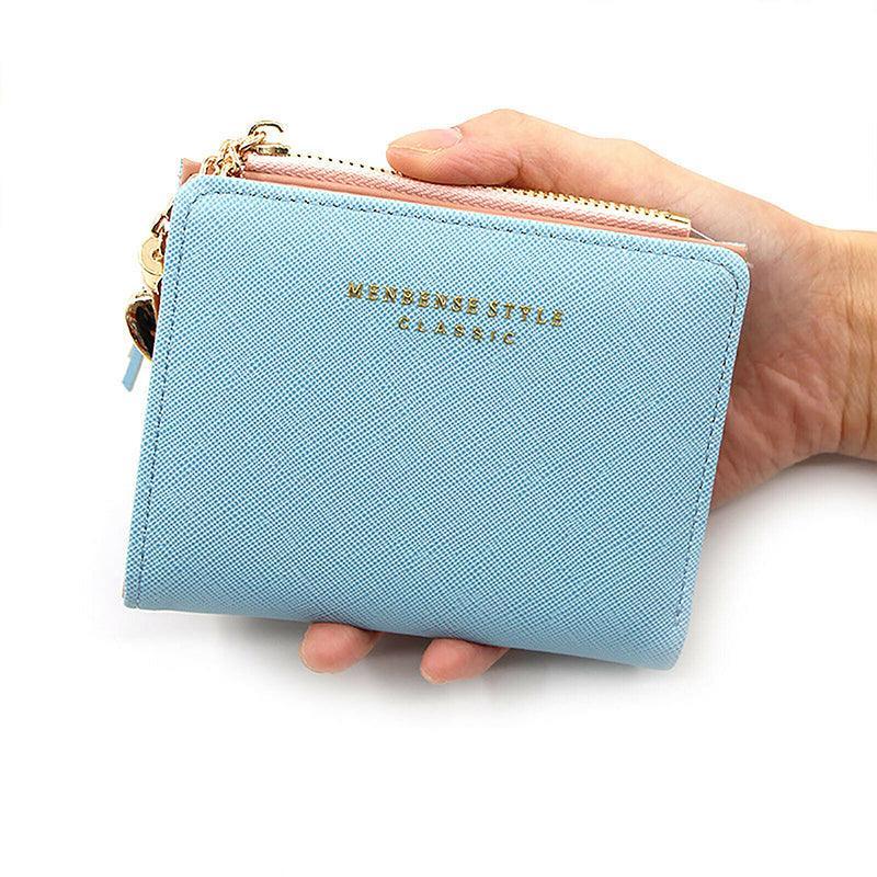 Automotive Decor: Ladies Short Wallet Small Leather Purse Folding Card Holder Coin Pocket Tassel Design - Red