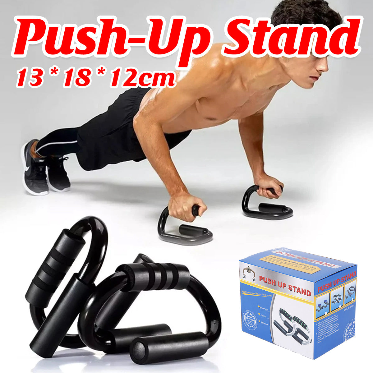 Gym Equipment & Accessories: Push Up Bar Stand S Shape Home Workout Arm Chest Trainer Indoor Fitness Tool