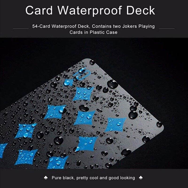 Card Games: Waterproof PVC Playing Cards Poker Deck Black Plastic Magic Tricks Game Set - Blue