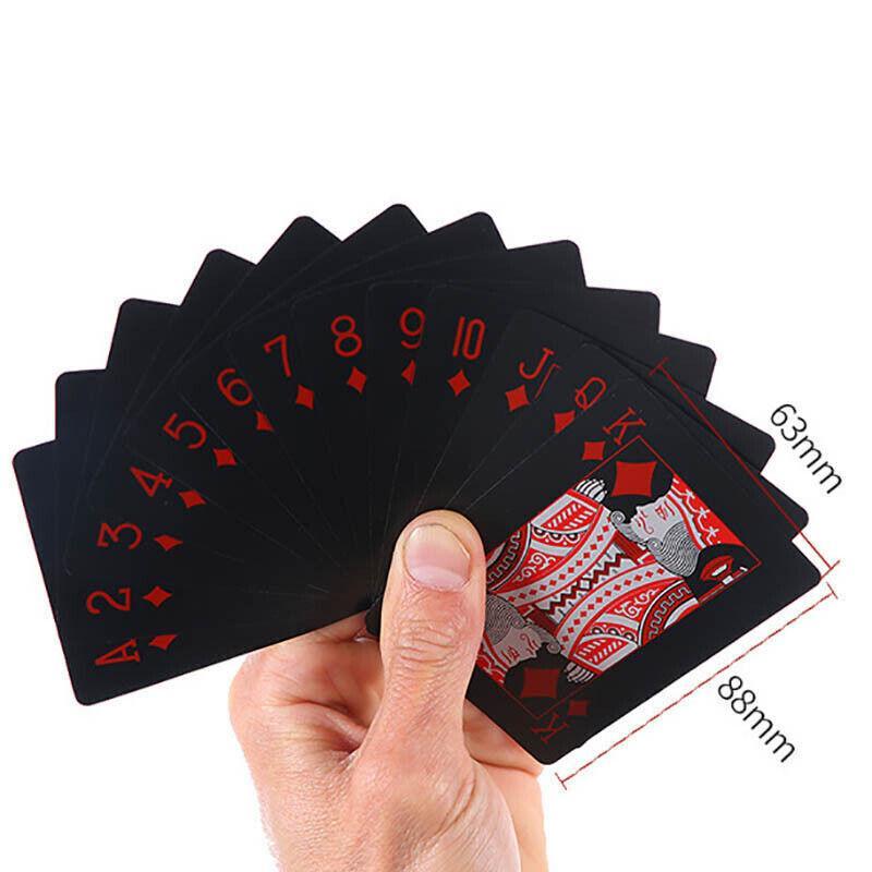 Card Games: Waterproof PVC Playing Cards Poker Deck Black Plastic Magic Tricks Game Set - Red