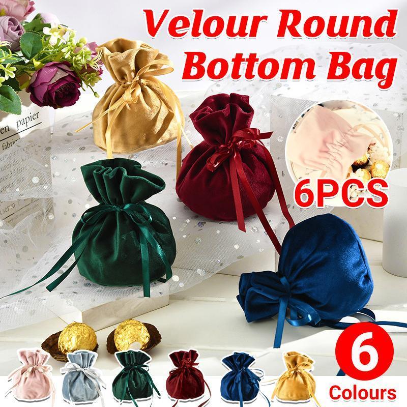 Gift Bags: 6PCS Velvet Cloth Drawstring Bags Gift Bag Jewelry Ring Pouch Earring Favor - Dark Green-6PCS