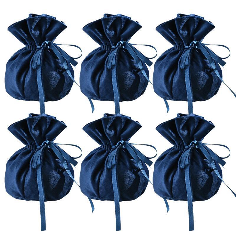 Gift Bags: 6PCS Velvet Cloth Drawstring Bags Gift Bag Jewelry Ring Pouch Earring Favor - Dark Green-6PCS