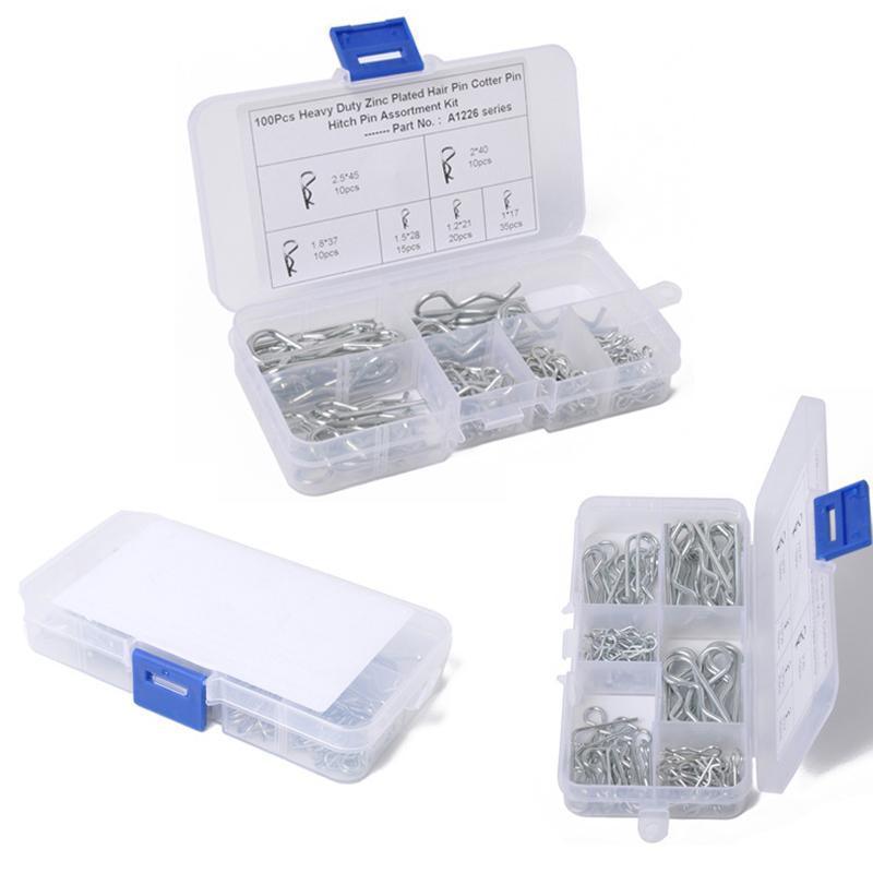 Packaging Tape: 100Pcs Heavy-Duty Zinc-Plated R Clips Pin Tractor Hitch Assortment