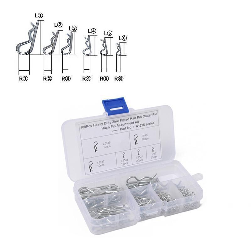 Packaging Tape: 100Pcs Heavy-Duty Zinc-Plated R Clips Pin Tractor Hitch Assortment