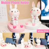Laptop Stands: Cartoon Rabbit Phone Holder Desktop Stand Cute Mobile Phone Stand for Office - Pink