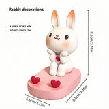 Laptop Stands: Cartoon Rabbit Phone Holder Desktop Stand Cute Mobile Phone Stand for Office - Pink