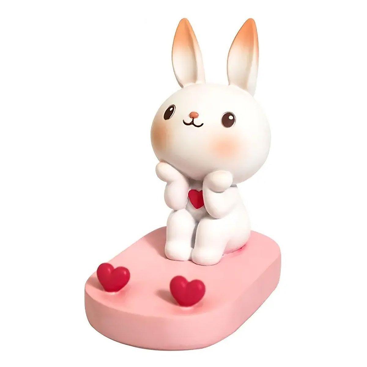 Laptop Stands: Cartoon Rabbit Phone Holder Desktop Stand Cute Mobile Phone Stand for Office - Pink