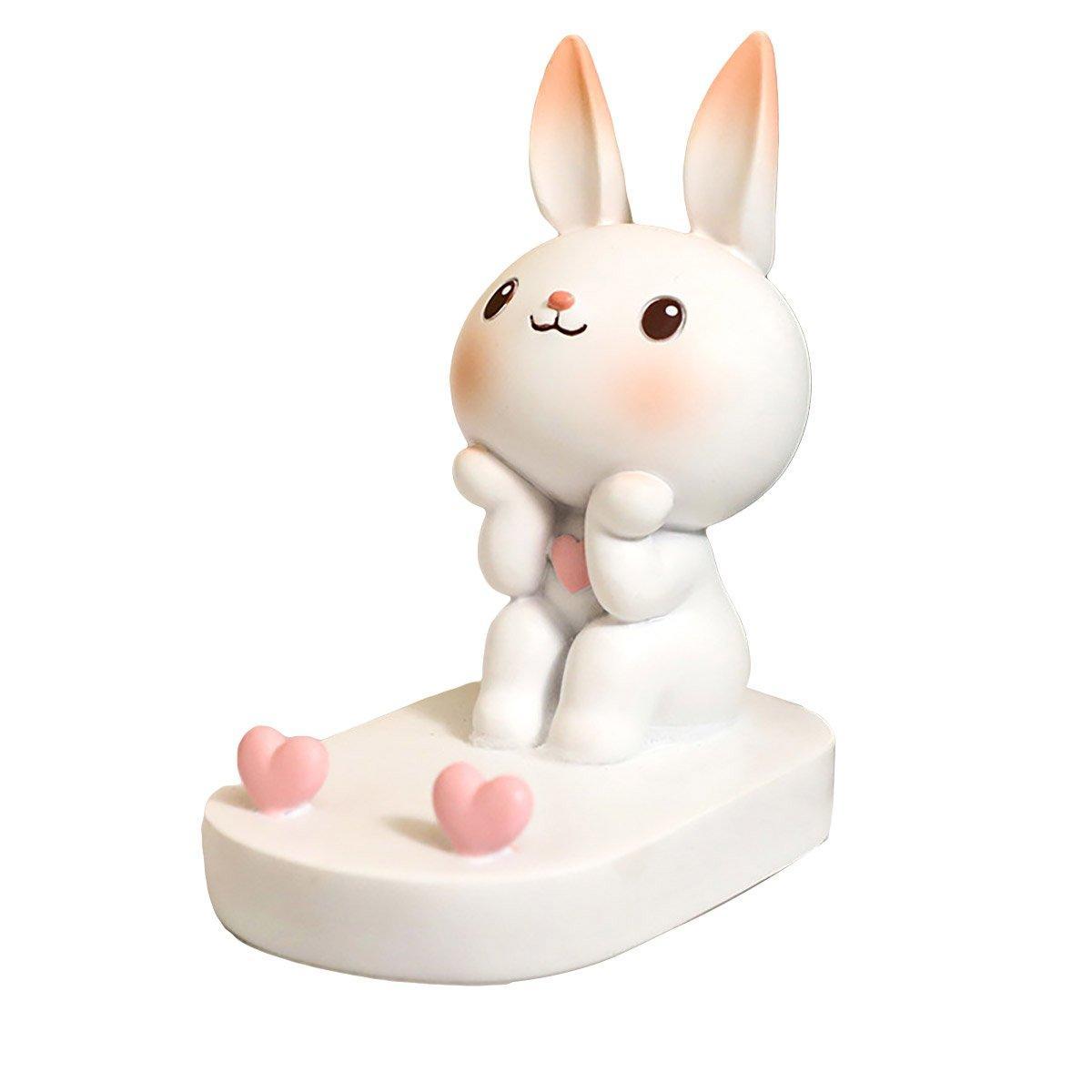 Laptop Stands: Cartoon Rabbit Phone Holder Desktop Stand Cute Mobile Phone Stand for Office - Pink