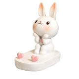 Laptop Stands: Cartoon Rabbit Phone Holder Desktop Stand Cute Mobile Phone Stand for Office - Pink