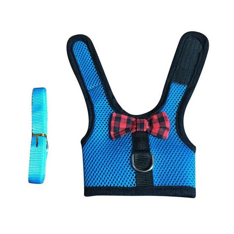 Pet ID Tags: Rabbit Vest Harness Leash Lead Small Animal Pet Mesh Hamster Bunny Traction Rope L - Black