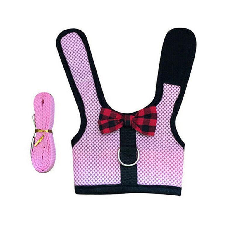 Pet ID Tags: Rabbit Vest Harness Leash Lead Small Animal Pet Mesh Hamster Bunny Traction Rope L - Red