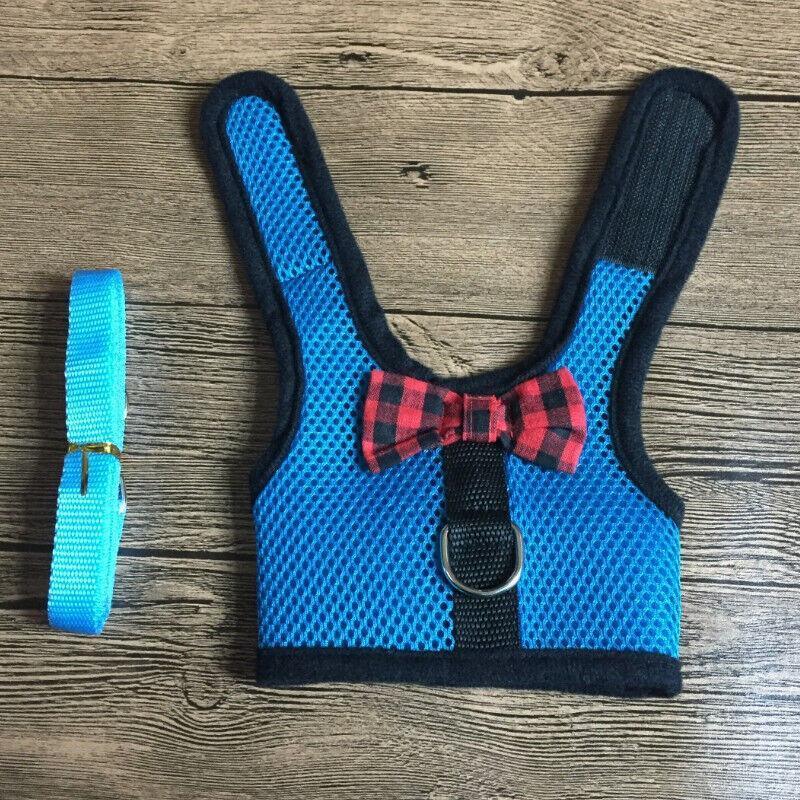 Pet ID Tags: Rabbit Vest Harness Leash Lead Small Animal Pet Mesh Hamster Bunny Traction Rope M - Red