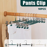 10pcs Home Wardrobe Pant Rack Hanging Trouser Organizer Clothes Hanger - Green