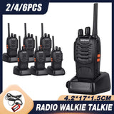 2-6X Bf-88E Two Way Radio Walkie Talkie Uhf 400-470Mhz Handheld and Earbuds - 2 PCS