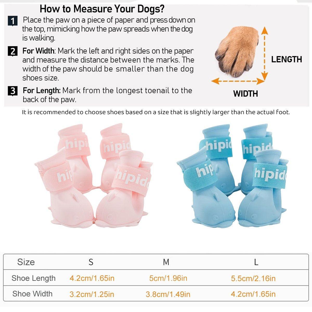 Dog Apparel: 4pcs Cartoon Pet Rain Boots Waterproof Non-Slip Wear-Resistant Shoes for Dogs - Blue - S