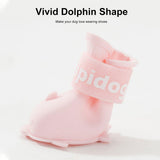 Dog Apparel: 4pcs Cartoon Pet Rain Boots Waterproof Non-Slip Wear-Resistant Shoes for Dogs - Yellow - S