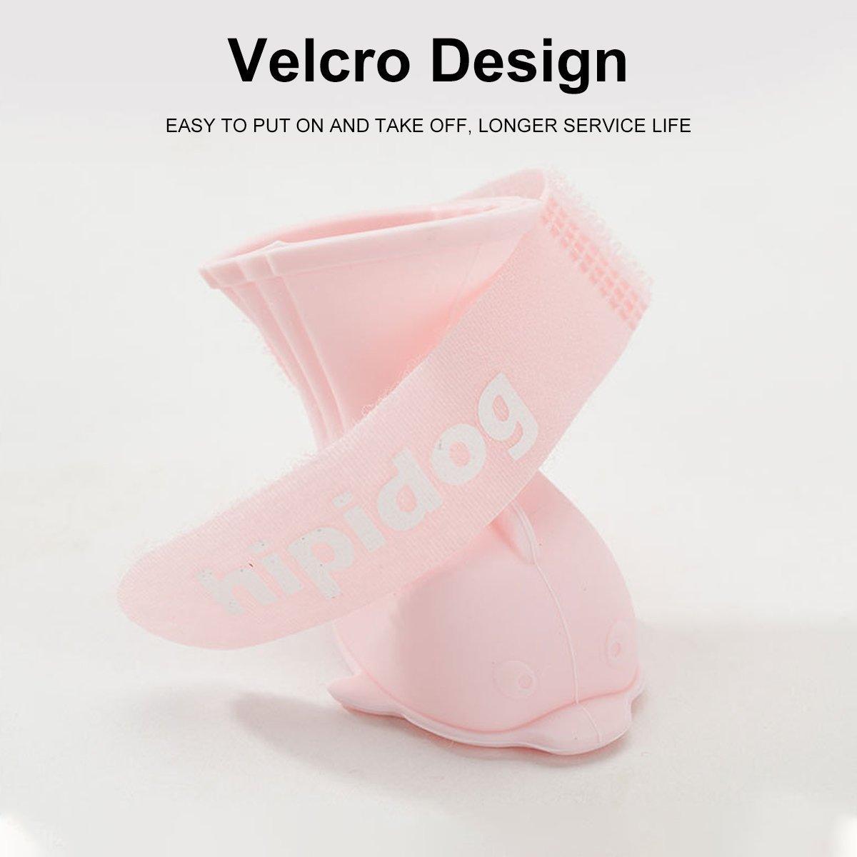 Dog Apparel: 4pcs Cartoon Pet Rain Boots Waterproof Non-Slip Wear-Resistant Shoes for Dogs - Yellow - S