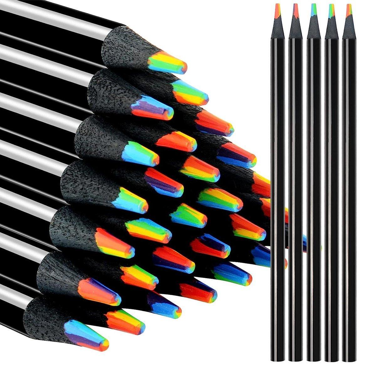 Pens & Pencils: Rainbow Colour Pencils Multicolour Gradient Drawing Pencils for Students