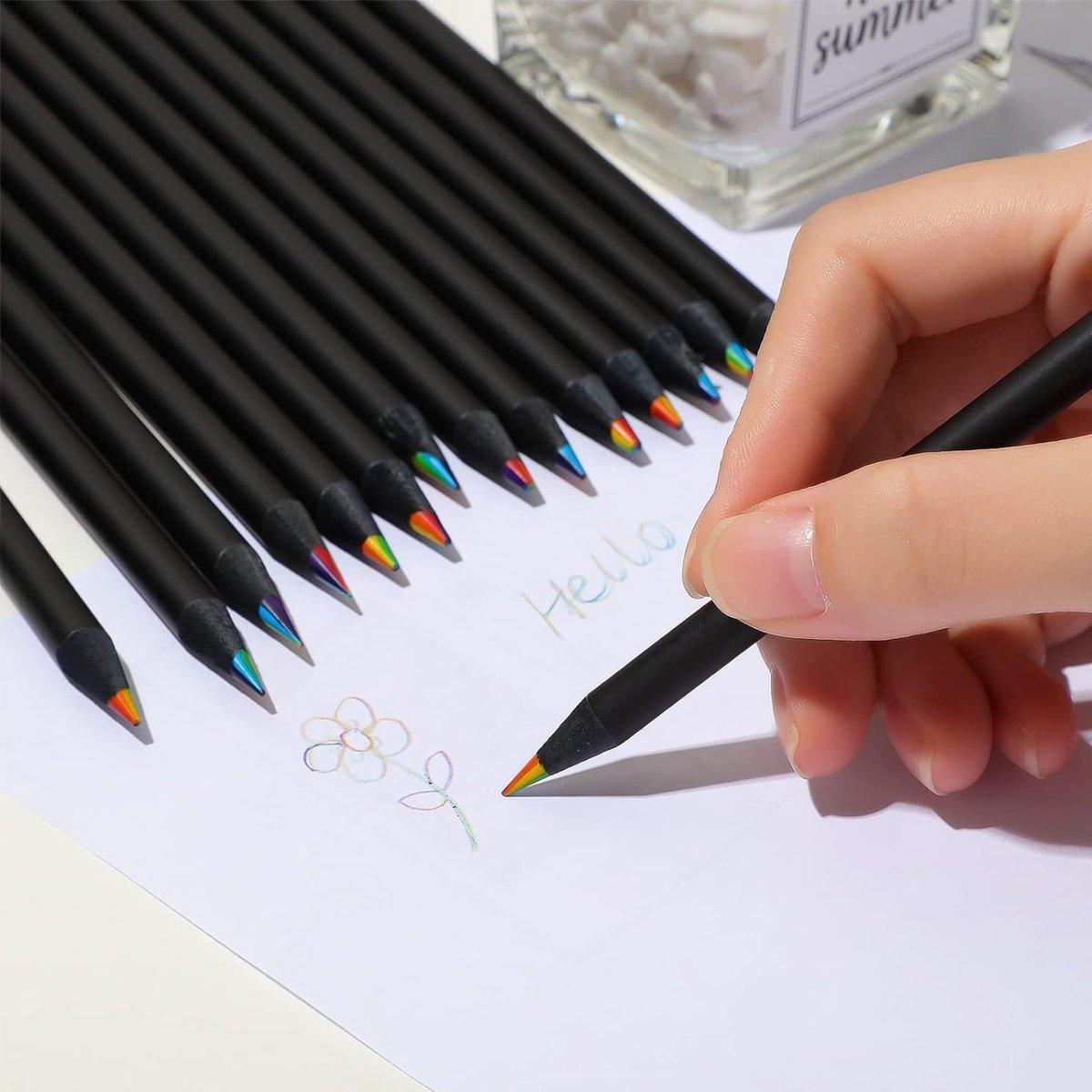 Pens & Pencils: Rainbow Colour Pencils Multicolour Gradient Drawing Pencils for Students