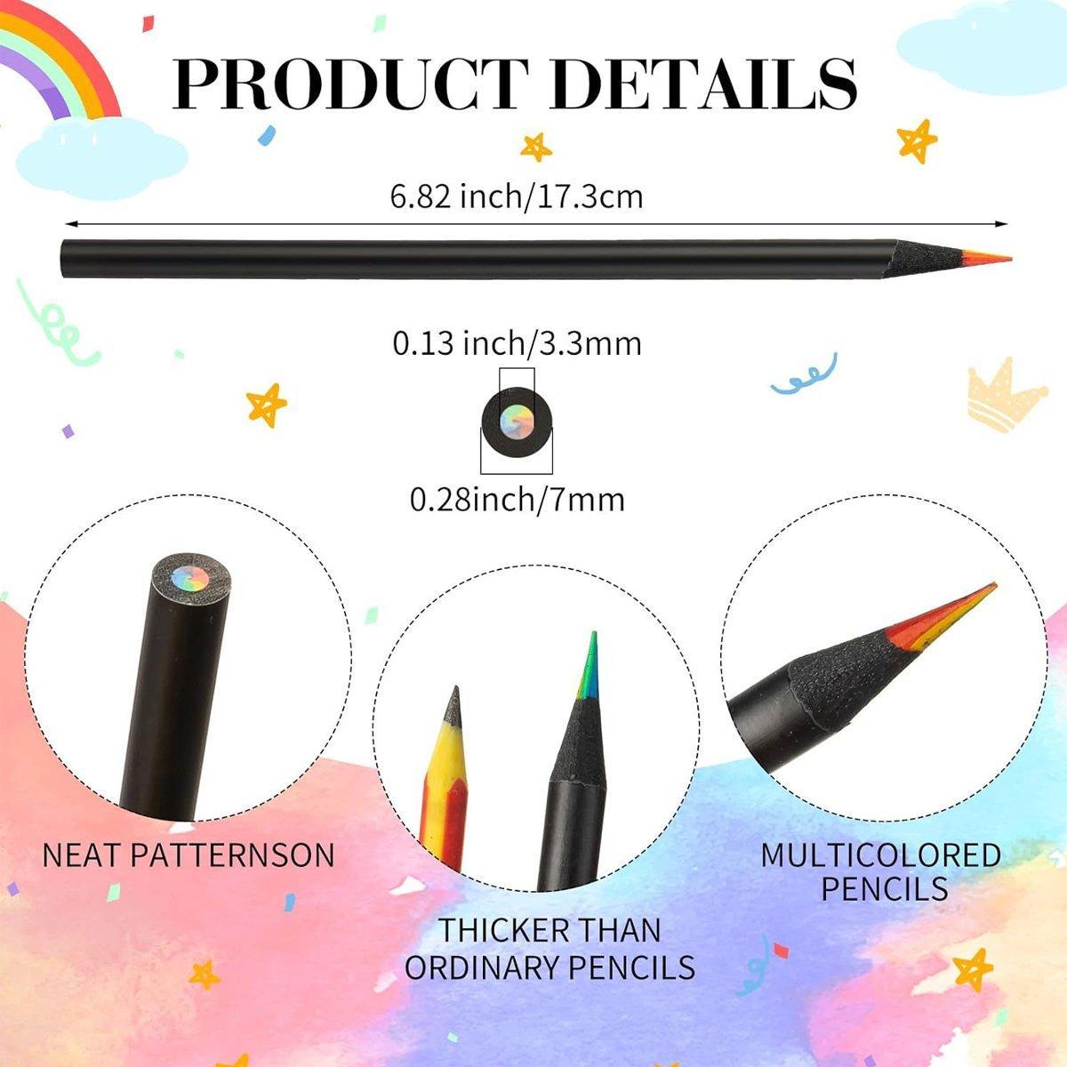 Pens & Pencils: Rainbow Colour Pencils Multicolour Gradient Drawing Pencils for Students
