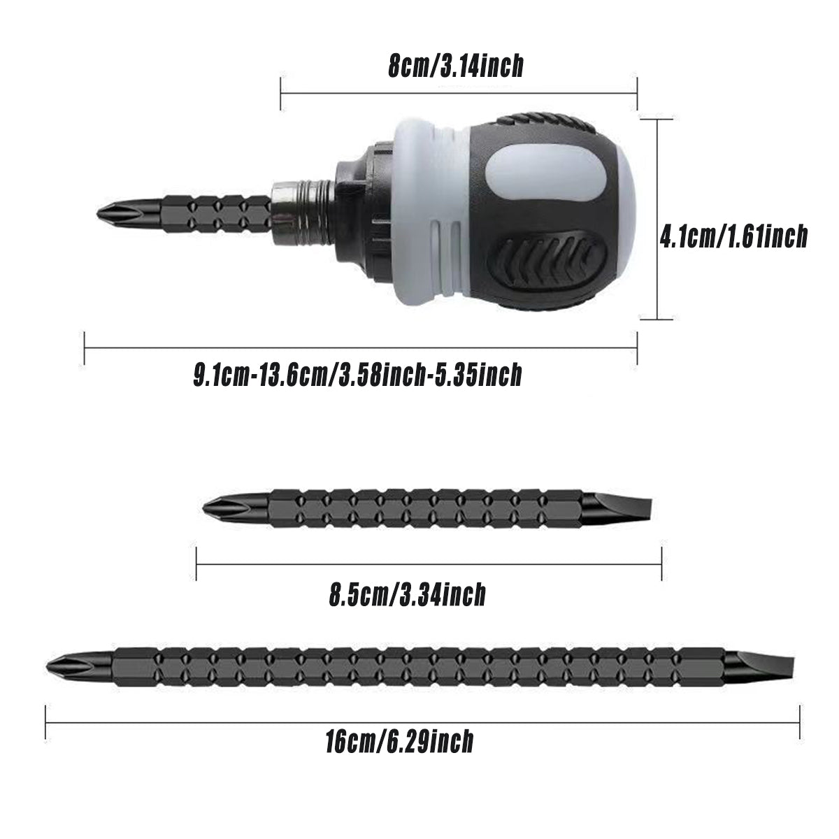 Screwdrivers: Ratchet Screwdriver Set with Sleeve Dual Head Screwdriver Expansion Cross Bits - 18-in-1