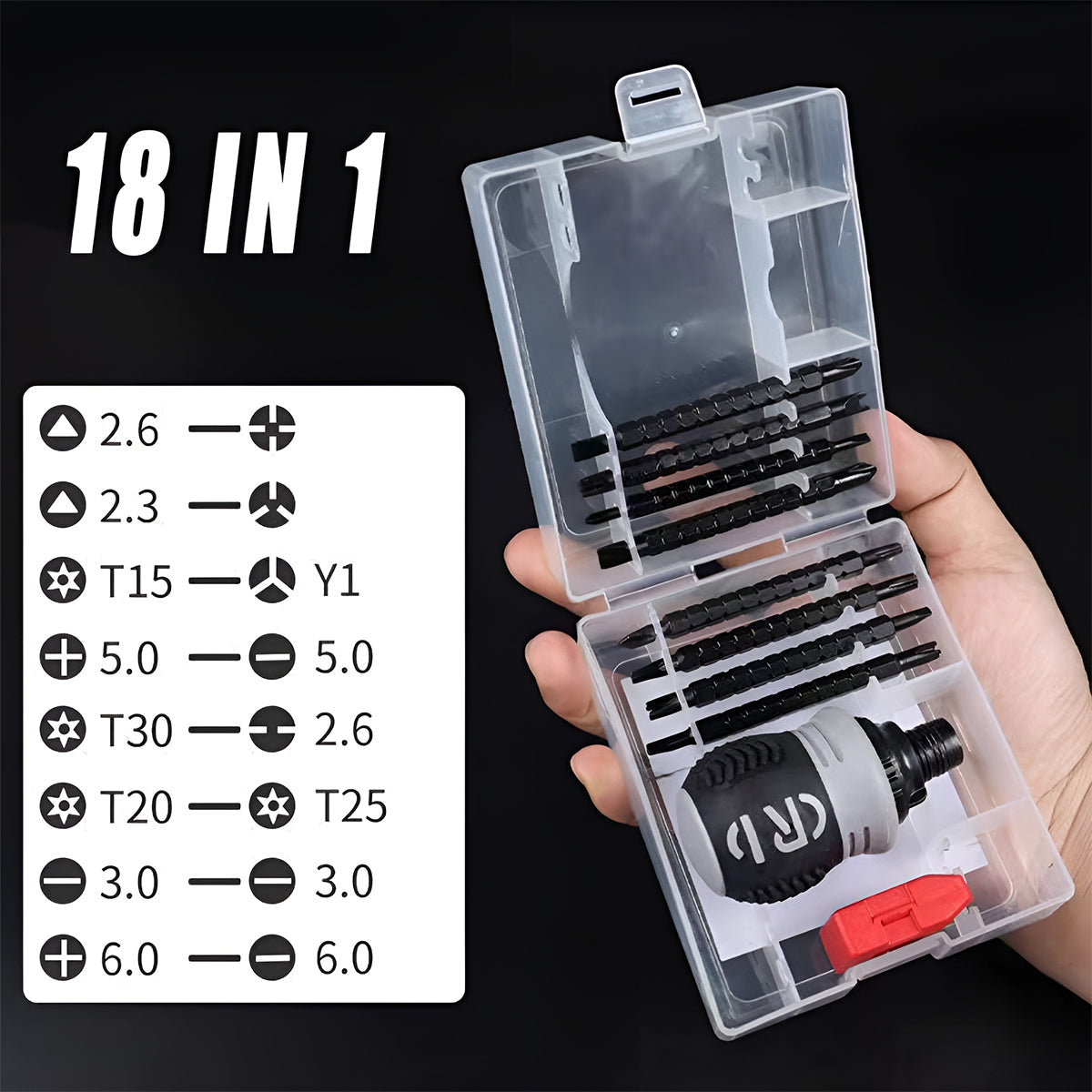 Screwdrivers: Ratchet Screwdriver Set with Sleeve Dual Head Screwdriver Expansion Cross Bits - 18-in-1