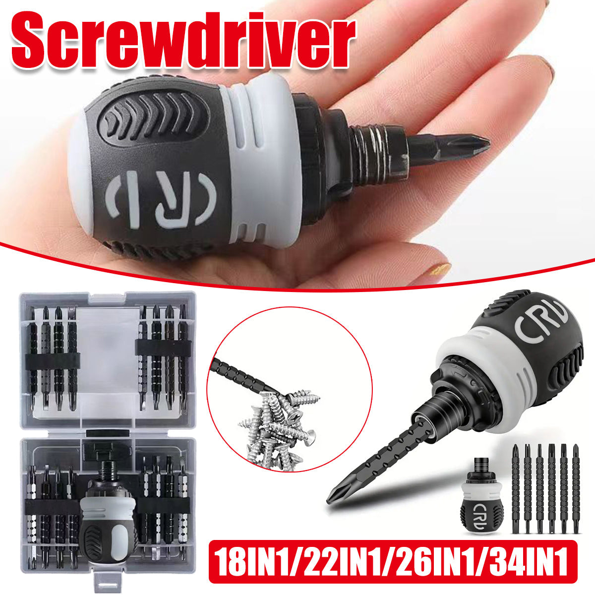 Screwdrivers: Ratchet Screwdriver Set with Sleeve Dual Head Screwdriver Expansion Cross Bits - 26-in-1