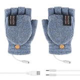 Men's Accessories: USB Heated Half Finger Gloves Winter Warm Knitted Gloves for Typing and Office Use - Navy