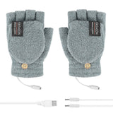Men's Accessories: USB Heated Half Finger Gloves Winter Warm Knitted Gloves for Typing and Office Use - Navy