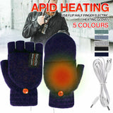 Men's Accessories: USB Heated Half Finger Gloves Winter Warm Knitted Gloves for Typing and Office Use - Green