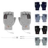 Men's Accessories: USB Heated Half Finger Gloves Winter Warm Knitted Gloves for Typing and Office Use - Green