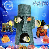 Pet Grooming Supplies: For Alien Spongebob Pineapple House Hole Fish Tank Decoration Aquarium Ornament - Plankton House