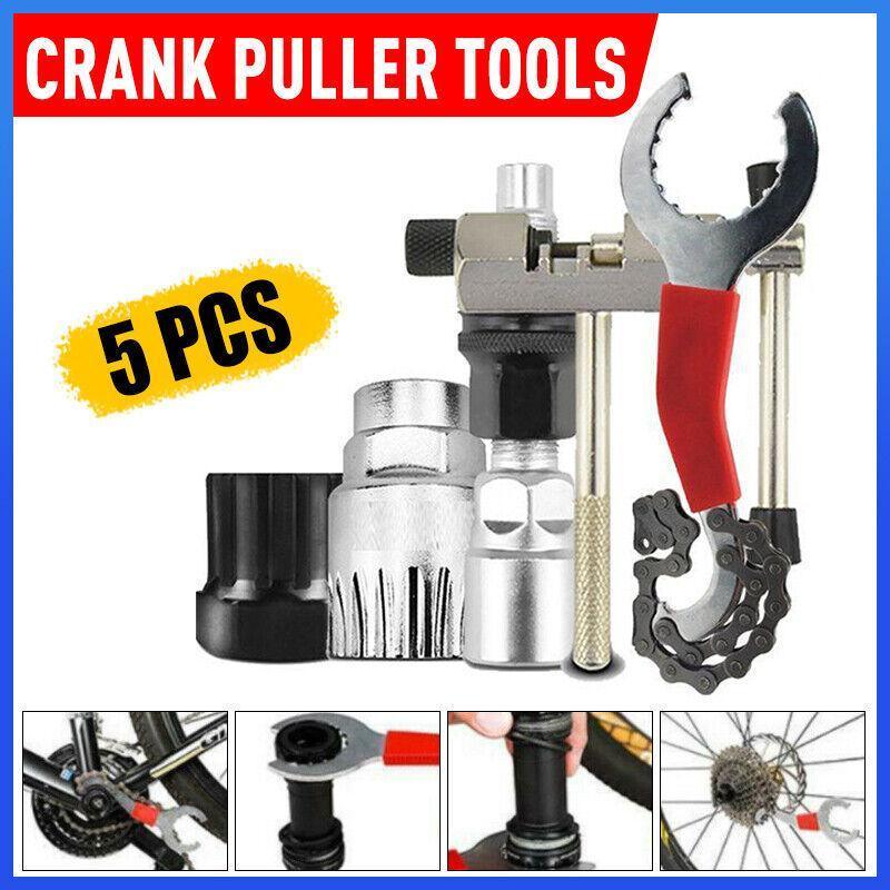 Bicycle Parts: 5PCS Bike Repair Tool Kit Crank Puller Chain Breaker Freewheel Bottom Bracket Remover
