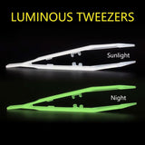 18cm Plastic Luminous Tweezer Feeding Tongs Straight for Reptile Feeder White