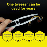 18cm Plastic Luminous Tweezer Feeding Tongs Straight for Reptile Feeder White